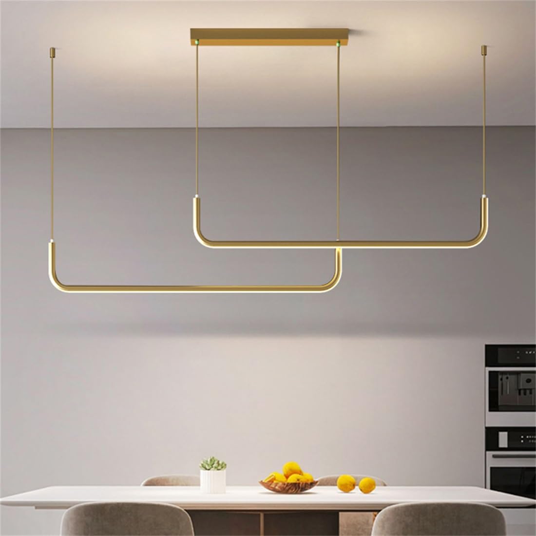 LED Pendant Lamp Living Room Lamp Pendant Light Dimmable with Remote Control Chandelier Modern Dining Table Lamp Aluminium Acrylic Lighting Pendant Light Bedroom Ceiling Light (Color : Gold, Size :