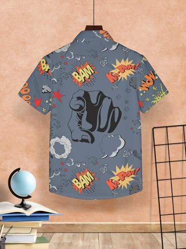 Image of HELLCAT White, Dark Blue Trendy Regular Fit Printed Causal Shirt for Boys - Pack of 2