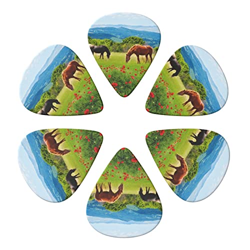 Lot de 6 médiators imprimés de différents types de chevaux pour guitare acoustique et électrique - Les Beatles, Paul McCartney, John Lennon, RIngo Starr, George Harrison Lot de 6 médiators imprimés de différents types de chevaux pour guitare acoustique et électrique – Image 5