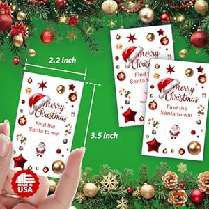 Merry Christmas Party Game Scratch Off, Find The Santa Easy to Play Silly Games, Fun Idea, Ice Breaker Activity. Raffle Cards, Set of 40 Cards Made in USA Merry Christmas Party Game Scratch Off Find The Santa Easy to Play Silly Games Fun Idea Ice Breaker Activity Raffle Cards Set of 40 Cards Made in USA