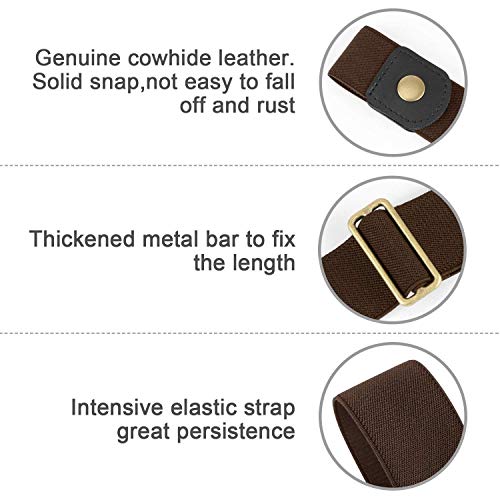 WERFORU No Buckle Elastic Belt for Men Stretch Buckle Free Belt for Jeans Pants 1.38 Inches Wide Father's Day Gift (E-Coffee, Suit for pants size 30"-48")2