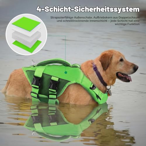 KONVINIT Schwimmweste Hund,Hundeschwimmweste,Schwimmwesten für Hunde -Dog Life Jacket für Kleine Mittel Große Hunde zum Bootfahren,Schwimmen,Surfen,Größenverstellbar mit Griff und Reflektoren