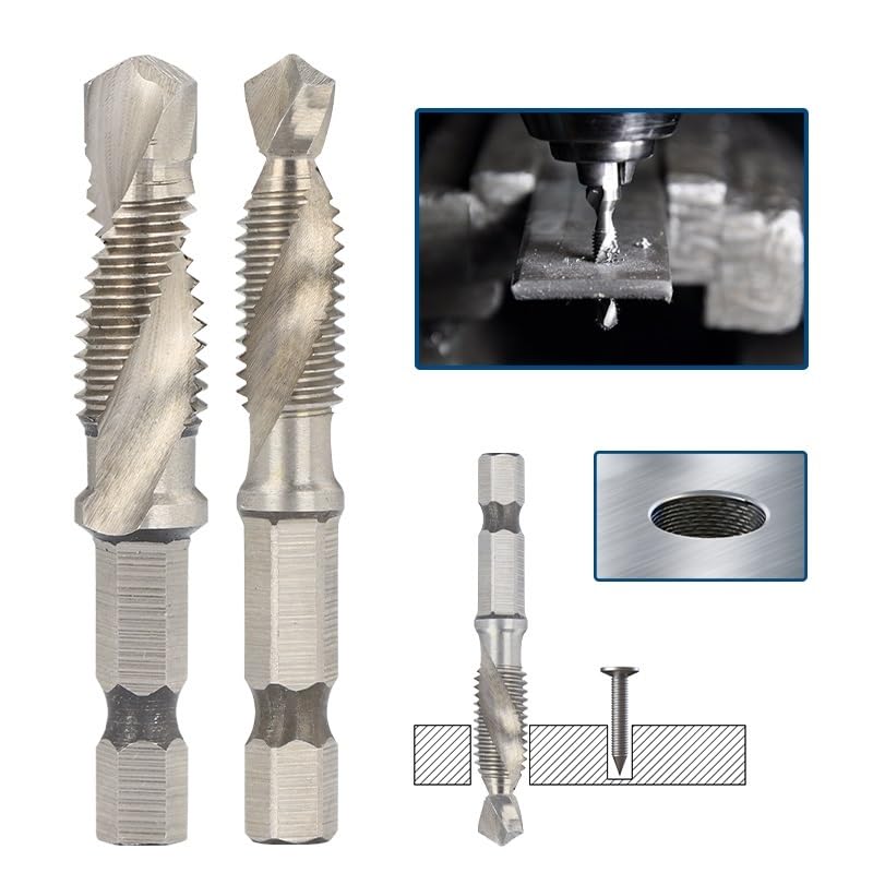 Chamfering Drill Bit， 6pcs HSS Countersink Tap Drill Bit Set,