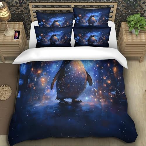 Parure de lit pingouin de l'espace 3D microfibre ultra douce