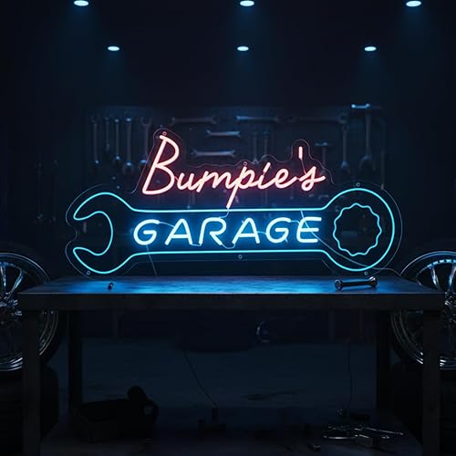 Miniatura 4 de Letrero de neón personalizado para garaje, letrero de luz LED personalizado con forma de llave, decoración de pared retro de mecánico de