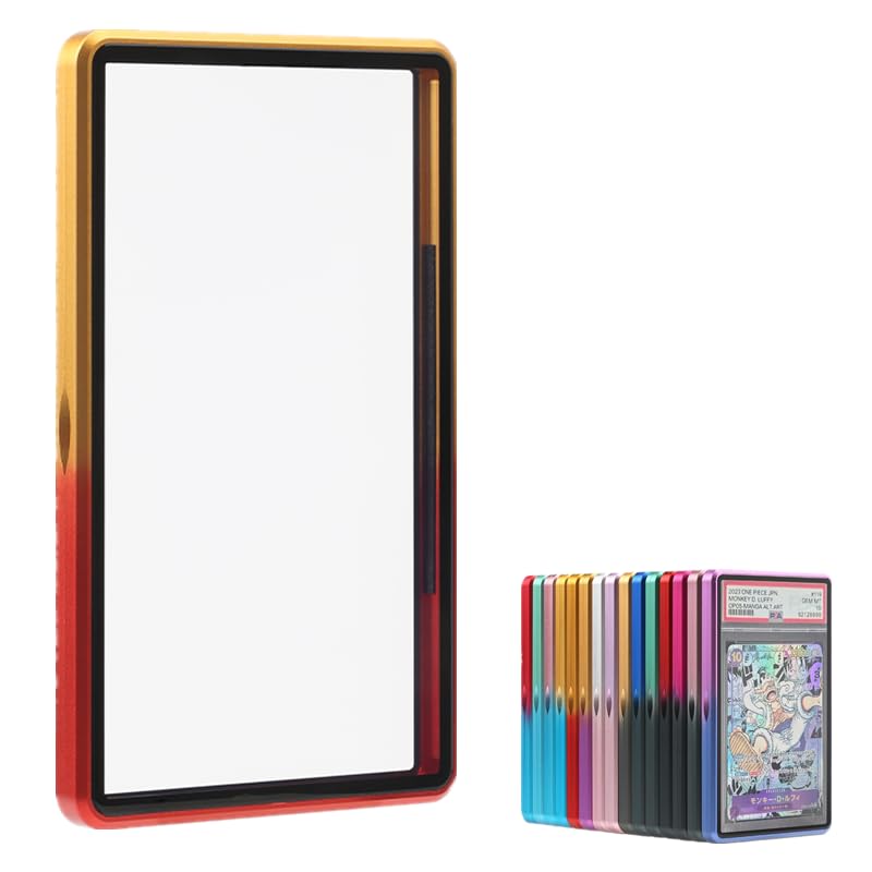 Premium Graded Trading Card Protector - 35pt PSA & CGC Slab Bumper Guard,UV & Scratch Resistant & Magnetic Closure | Aluminum Frame Card Storage Holders for Sports & Gaming (Gold+Red)