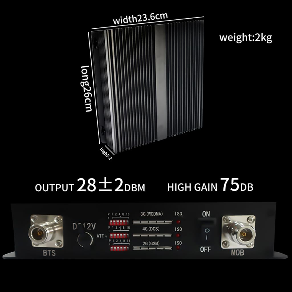 JMT Outdoor Mobile Phone Signal Amplifier 75DB 50-60HZ Medium Power Signal Booster AGC ALC MGC Auto Gain Receiver Support 2G 3G 4G (Receiver Only)