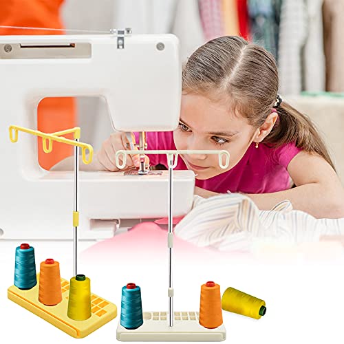 Vuzvuv 2 Pack Thread Holders,Thread Organizer For Embroidery And Sewing Machines,Thread Rack For 3 Spools Of Thread, Embroidery Thread Spool Holder Suitable For Beginners, Adults, White-Yellow #TOP2