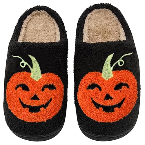 Image of Womens Mens House Slippers Retro Comfy Warm Plush Slip on Fluffy Memory Foam Home Sippers for Winter Indoor Outdoor