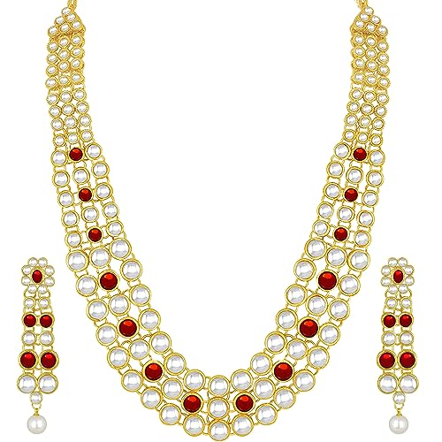 Image of Peora Anuskha Sharma Inspired Kundan Necklace & Jewelry Set Gift For Women