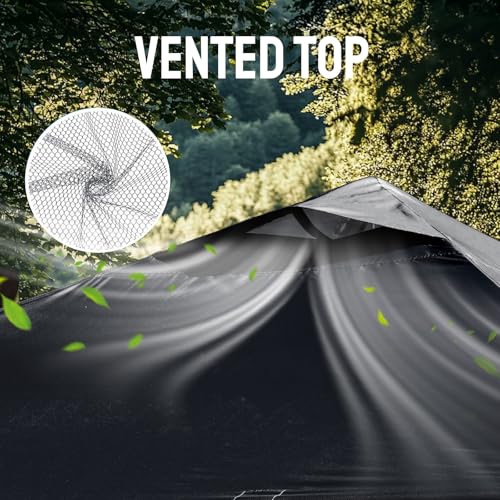 Image of CROWN SHADES 10x10 Pop Up Canopy Tent, Outdoor Canopy, Black | Patented CENTERLOK One Push Instant,Outdoor Canopy with STO-N-GO Bag,8 Stakes &4 Sand Bags,Waterproof,Vented,Beach,Camping