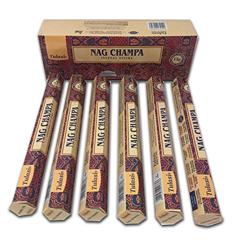 Nag Champa Incienso Aromático Natural   Aromaterapia, Barras de Incienso, 6 Paquetes de 20 Unidades, Gran Duración