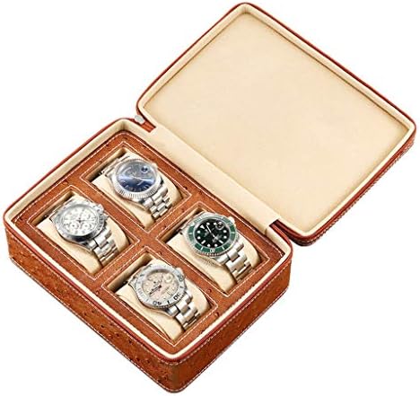 LUKEO 4 Slots Leather Watch Box Bracelet Necklace Storage Organizer With Zipper Classic Multi-functional Bracelet Display Case (Color : E)