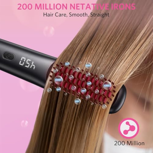 Cepillo alisador para cabello 2 en 1 con 9 temperaturas miniatura 5
