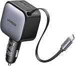 UGREEN 145W Retractable Car Charger, 4-Ports Car Phone Charger Fast Charging with 60W Retractable USB C Cable, Cigarette Lighter Adapter Compatible with iPhone 17 16 15 Pro Max, Galaxy S25 S24 Ultra