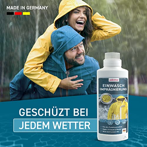 PLINTEX® Einwaschimprägnierung 580ml für Outdoorbekleidung und Funktionskleidung ohne Baumwollanteil - Imprägnierung Waschmaschine - Softshell, Gore-tex, Skibekleidung, Motorradbekleidung