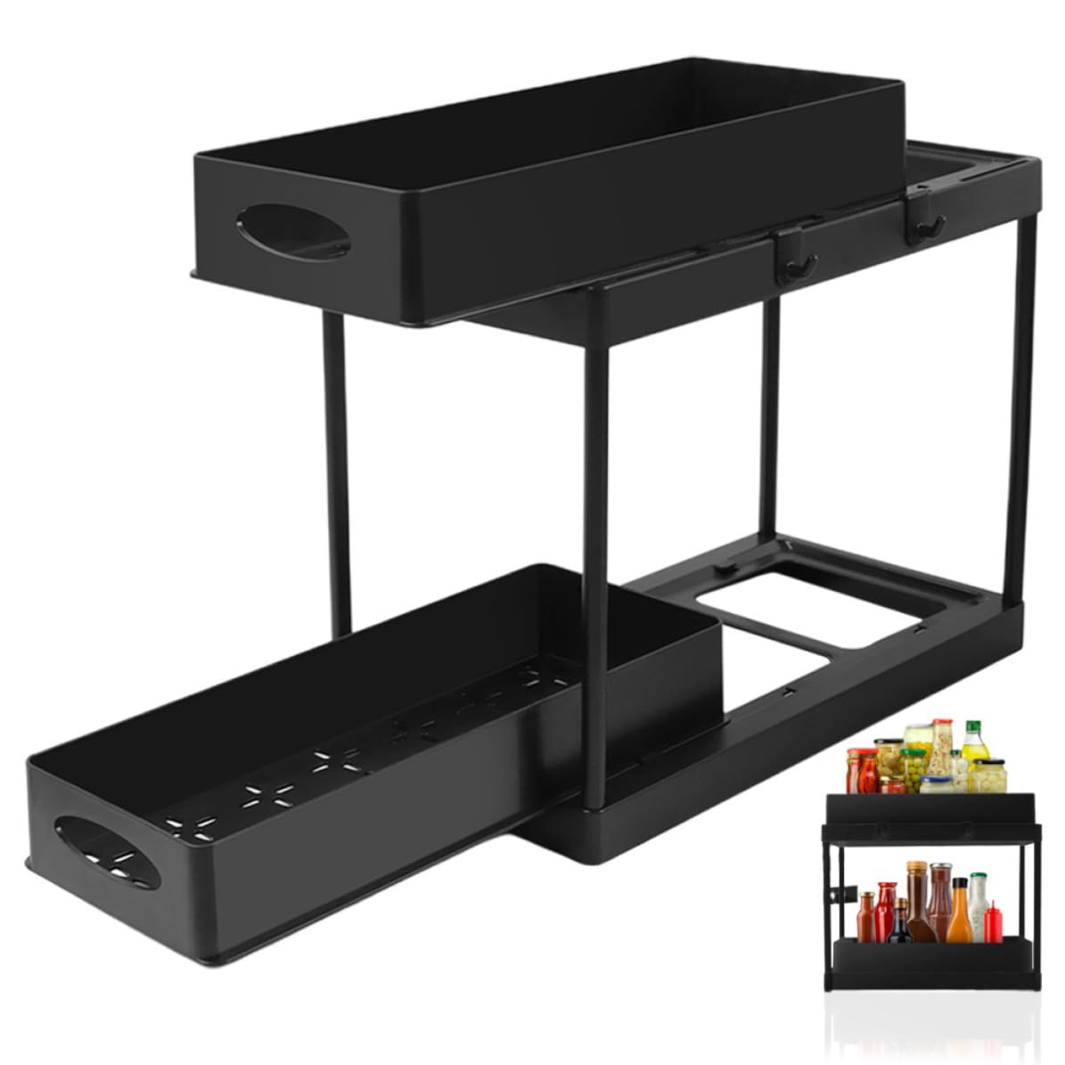 Artibetter Organizzatore Sottolavello a Due Livelli Scorrevole in ABS Nero