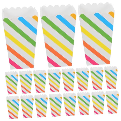 Unomor 50pcs Popcorn Buckets Stripe Paper Holders Birthday Parties and Weddings Easy Cleanup Snack Safe Eye Catching Design