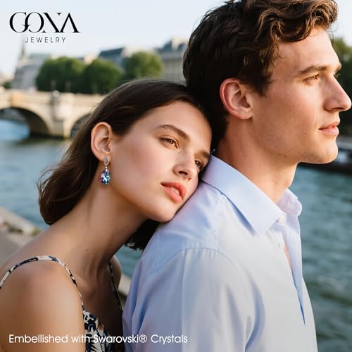 Created with Swarovski® Crystals, GONA JEWELRY 925 Sterling Silver Earrings, White Gold Plated, Earrings for Women, Gift for Women, Birthday, Anniversary, Christmas, Valentine's Day4