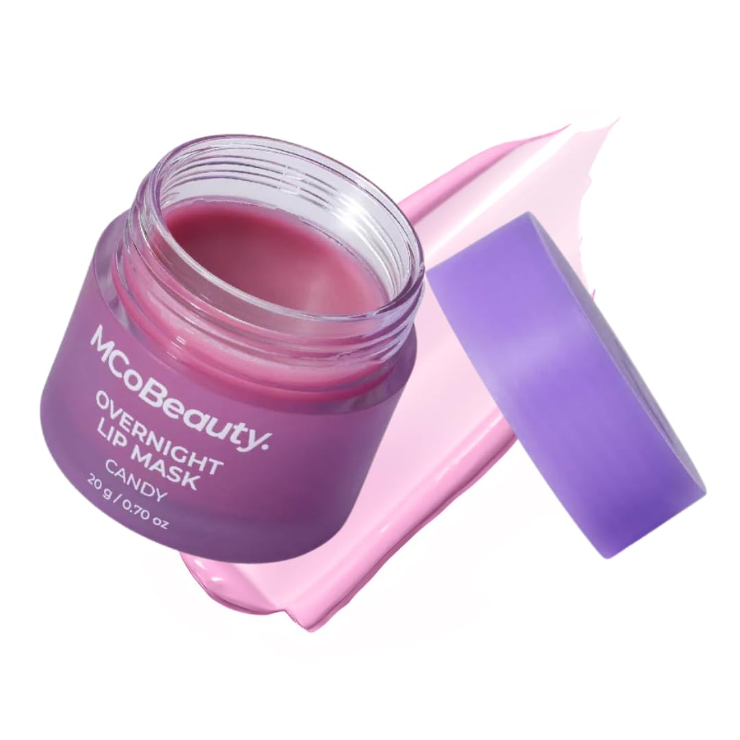 MCoBeauty - Double Duty Lip Mask - Contains Coconut Oil and Vitamin E Lip Balm for Day or Overnight Mask - Candy Scent - Skin Care and Makeup Accessories - Holiday Essentials - 15g