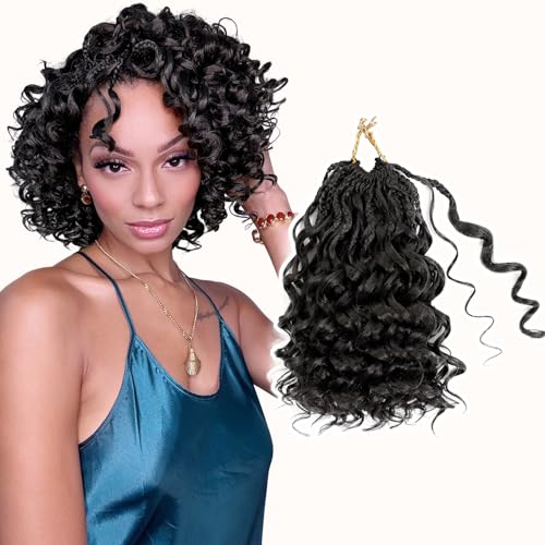 Pre twisted GoGo Curl Crochet Hair 8 Inch 8 packs Short Curly Cro...
