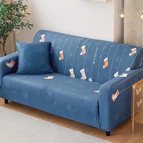Housse de canapé imprimée 2 places extensible et lavable pour salon