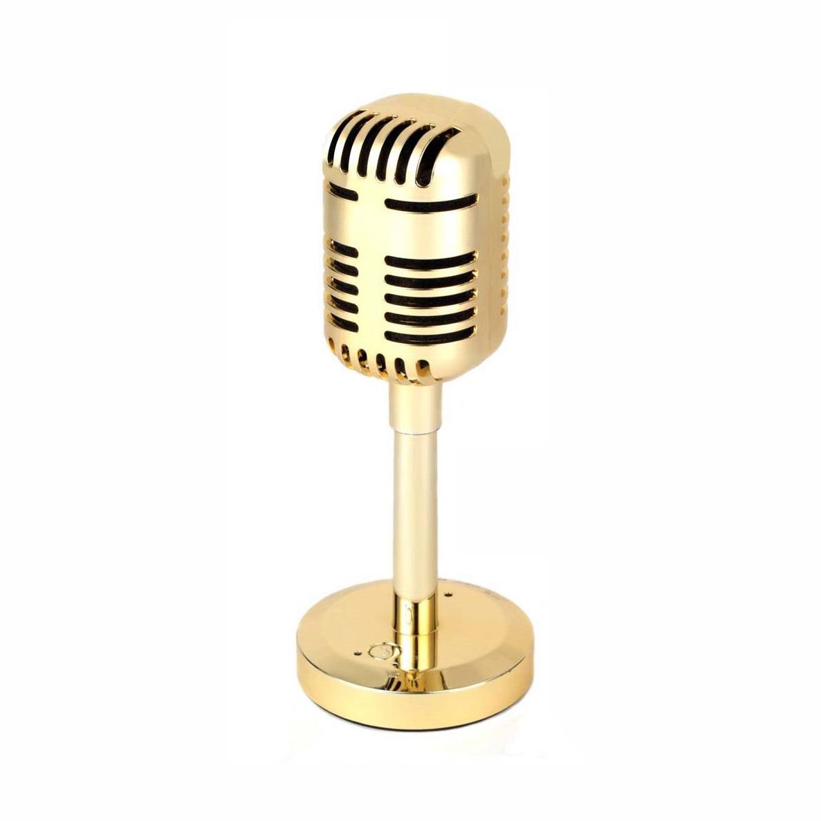 intempoPortable Bluetooth Aux Retro Microphone Speaker Rechargeable Battery - Making Music Cool for Home Party Show Beach Function Singing Song (Gold)