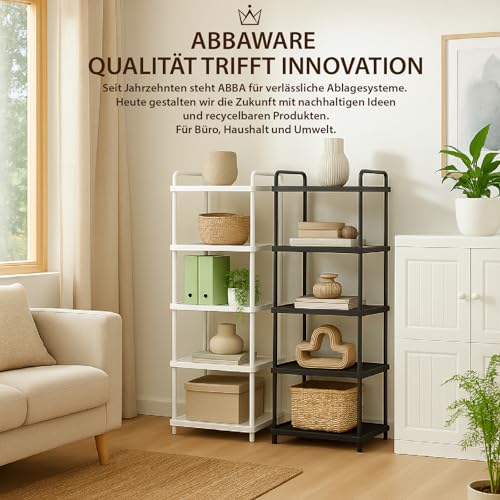 ABBAware Standregal mit 6 Ebenen - 40 x 30 x 135 cm Kunststoff schwarz - schmales Regal für Küche, Bad, Keller & Abstellraum - Badezimmerregal & Kellerregal ohne Bohren - schmales Regal