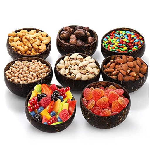 ZENFUN 8 Pack Mini Coconut Bowls, Dipping Bowls for Soy Sauce, Pinch Bowls Set, Condiment Bowls for Salsa, Nut, Ketchup, Jam, Herb, Candy, Olive, Seeds, Desserts