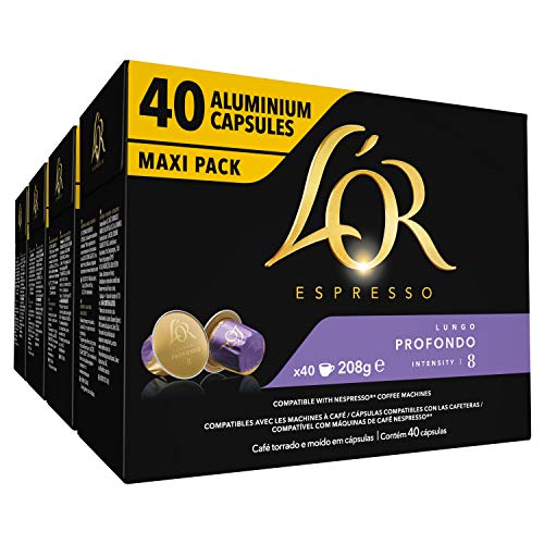 L'OR Espresso Koffiecups Lungo Profondo (160 Lungo Koffie Capsules, Geschikt voor Nespresso* Koffiemachines, Intensiteit 08/12, 100% Arabica Koffie, UTZ Gecertificeerd), 4 x 40 Cups - Afbeelding 4