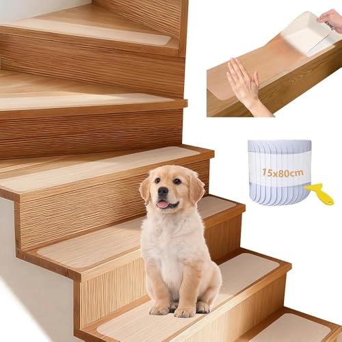 ROEOWENE 15PCS Alfombrillas Antideslizantes de Escalera Transparente Alfombras Peldaños de Escalera Madera Cinta Antideslizante Seguridad Tiras Antideslizantes Autoadhesivas para Suelo,Baldosas-15x80