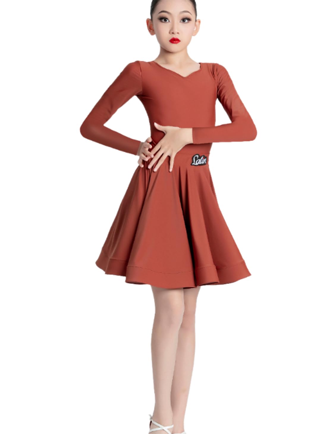 Vestido de Baile Latino para Niñas, Disfraz de Samba, Competición, Salsa, Tango, Baile de Salón, Rumba, Chacha, Falda, Vestidos de Fiesta Latinos （180 cm）