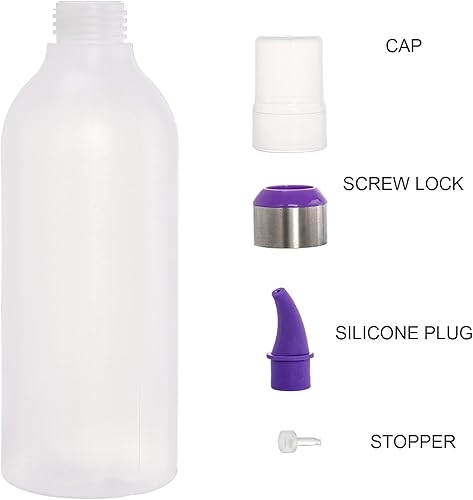 Miniatura 4 de Lawei Paquete de 6 botellas de plástico para condimentos de 15 onzas, botellas de plástico con tapas y puntas de colores, perfectas para