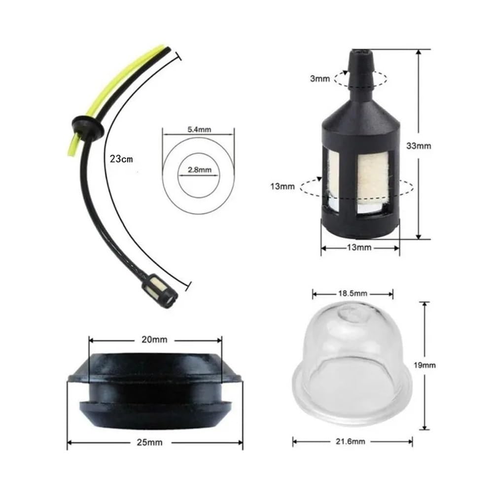 Juego de 5 Tubos de Filtro de Combustible, Kit de setos con Sello de Manguera, repuestos de Herramientas eléctricas de jardín for desbrozadora, Accesorios de reparación