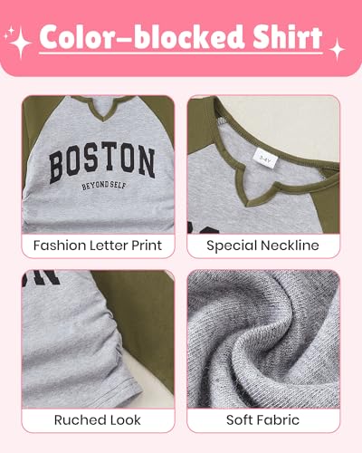 Image of Kucnuzki Toddler Baby Girl Clothes Long sleeve Fall Winter Shirt Tops Baggy Jeans Pants Set Kids Girls Outfits 2 Piece