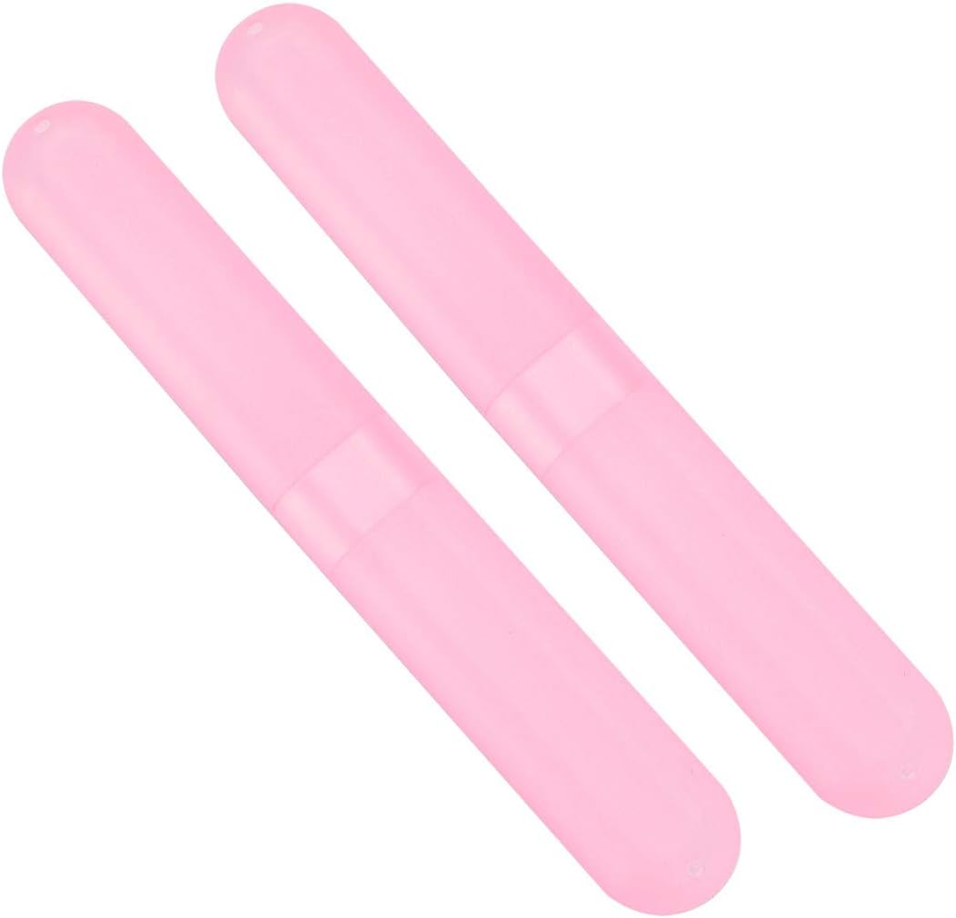 uxcell 2pcs Estojo de Escova de Dente de Viagem Container Plástico Portátil para Viagem Casa Camping Rosa