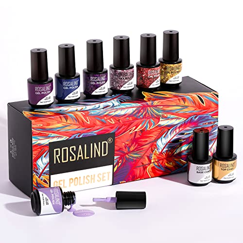 ROSALIND UV Nagellack Set,22+2 Farben Shellac Set Gel Nagellack Glitzer nagellack Gel Nägel UV Lampe mit Base Unterlack… – Bild 6