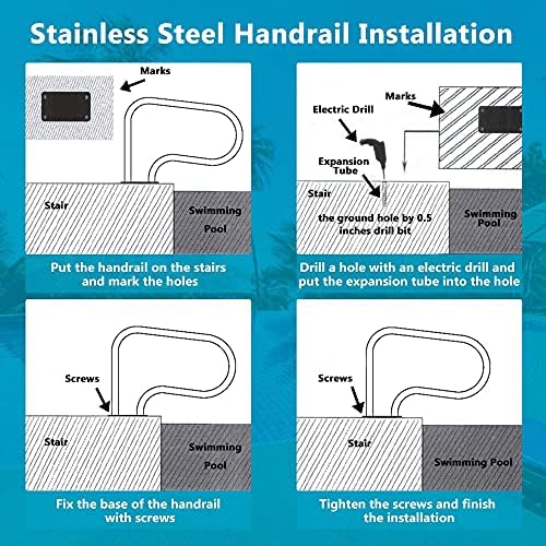 Stainless Steel Pool Safety Rail - Deck Mounted for Enhanced Water Safety, Easy Access, and Durability on Pool Stairs