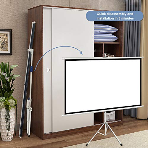 Pantalla de proyección con soporte portátil y móvil, pantalla plegable ajustable en altura, para películas, conferencias y presentaciones (100 pulgadas, relación 4:3/16:9) miniatura 2