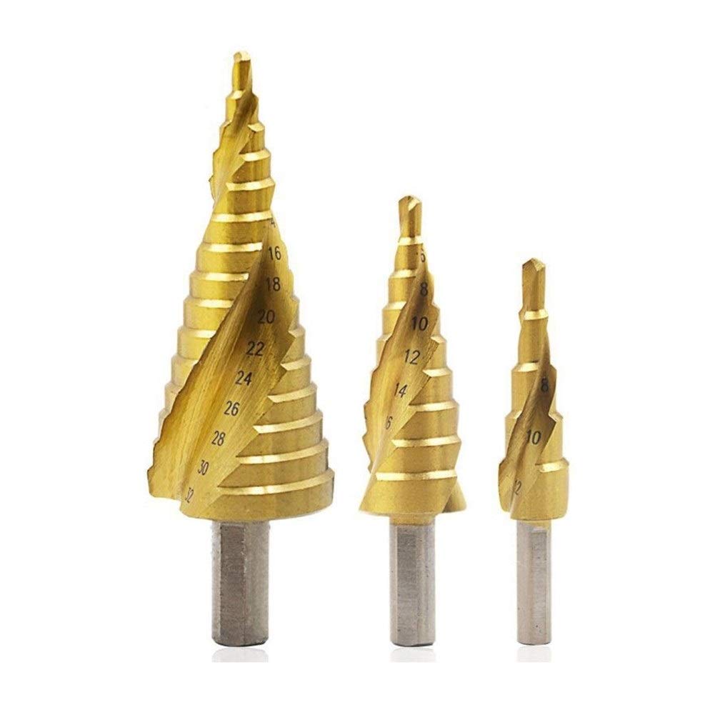 Punte a gradino per foratura Lavorazione del legno Punta per trapano in metallo Lega di titanio Punta per trapano a spirale con scanalatura a spirale 4-12/4-20/4-32mm Acciaio per utensili da taglio