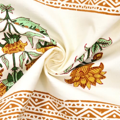 Image of BLOCKS OF INDIA Hand Block Printed Cotton Table Runner, Mat and Napkin Set for Center /Dining Table