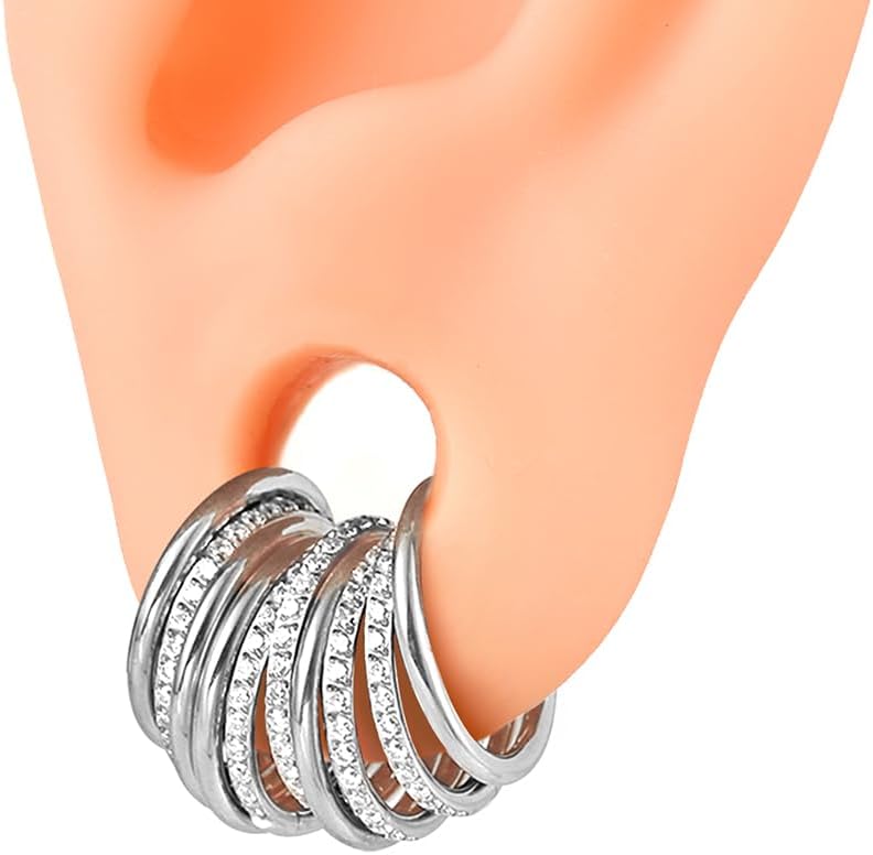 Casvort 5/10 PCS 16G Seamless Septum Nose Piercing Rings Zirconia Segment Tragus Hoop Rings 316 Stainless Steel Helix Ring Stack Clickers Ear Plugs Hangers Women Body Jewelry