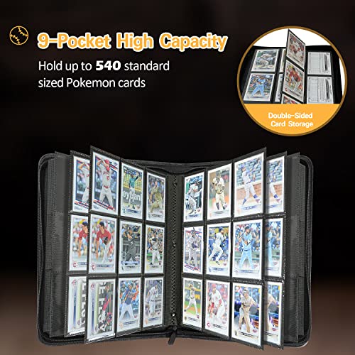 Morinbo Baseball Card Binder For Trading Cards, 9 Pocket Card Binder Fit 540 Cards Includes 30 Pages, For Tcg Collection Storage, Football Card, Baseball Card, Sport Card #TOP2