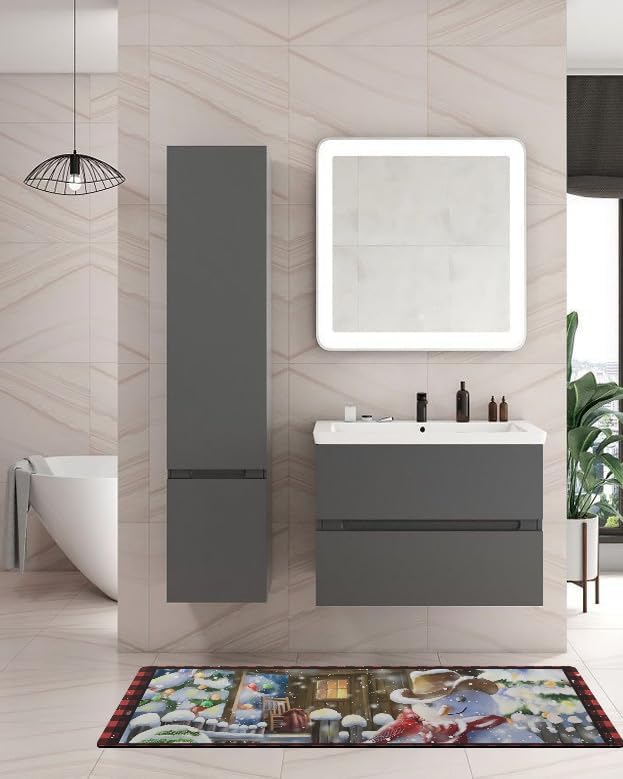 Miniatura 2 de Farmhouse Snowman Bath Mat for Tub,Non Slip Bathroom Floor Runner Rug Quick Dry & Absorbent Diatomaceous Earth Shower Sink Bedroom Kitchen Washable