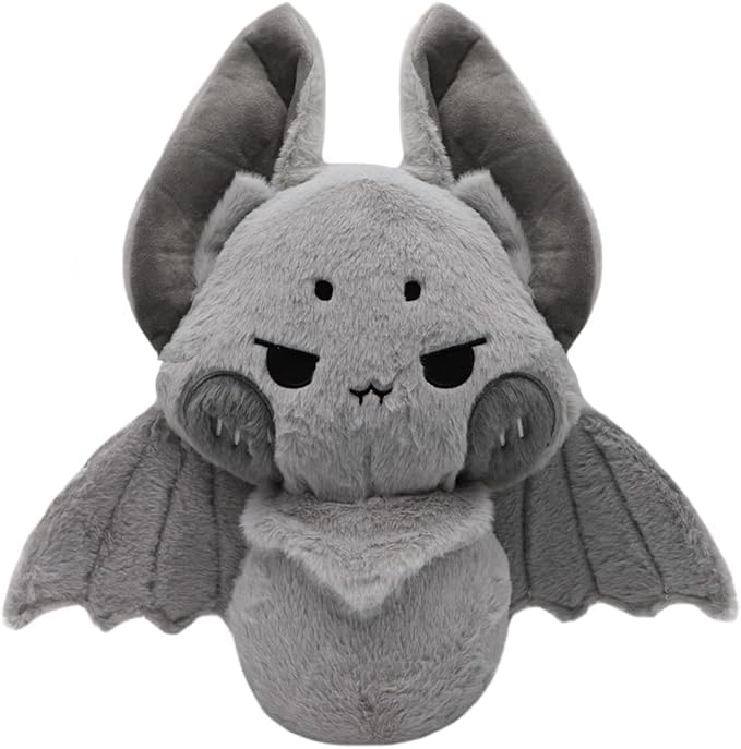 Image of Cuddly Gray Bat Plush Pillow Gothic Furry Bat Stuffed Gifts /13.7''