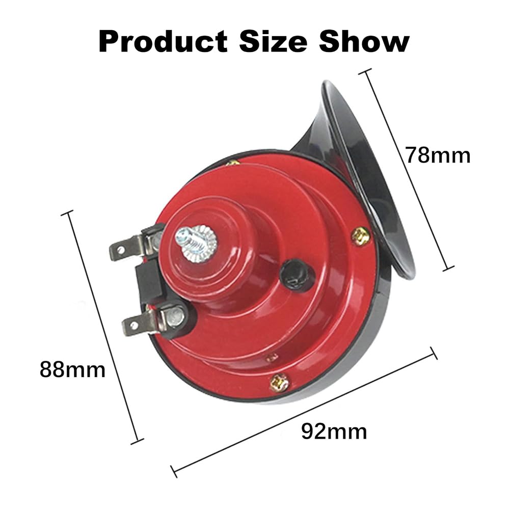 Klaxon Camion,Universal Avertisseur pour Voitures,12V Klaxons de Corne D'Escargot,Corne d'Escargot Électrique à Air pour Coiture,Klaxon Moto Avertisseur Motocycle Universel Horn (Rouge)