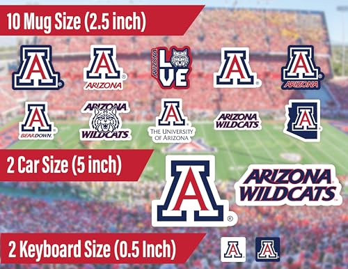 Image of University Arizona Stickers Wildcats Decals U of A Merch Car Vinyl 14 Pc