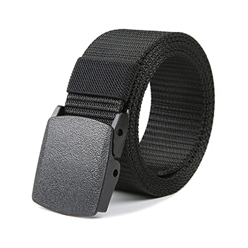 Webbing Canvas Outdoor Belt with Plastic Buckle for Men Nylon Men Belt (Black-A, One Size)2