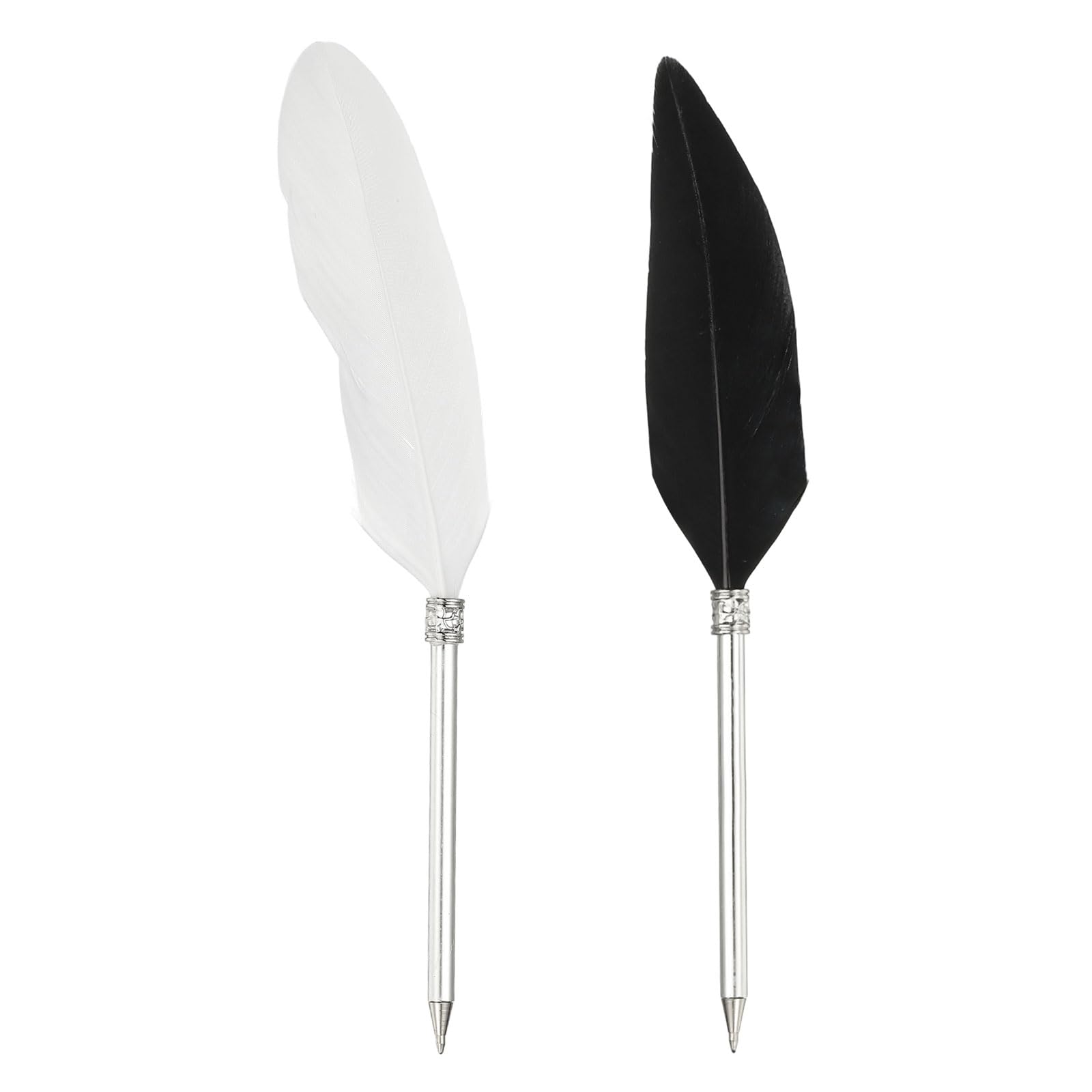 PATIKIL Feather Ballpoint Pens Bulk 2Pcs 1.0mm Style 2 Black White