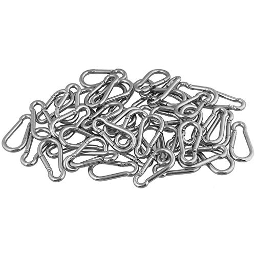Gurxi Mosquetón de Primavera Pequeño Práctico Mosquetón Mosquetón Calabaza Mini Mosquetones con Mosquetones Aluminio para Mochila Handpack Cuerdas Camping Pesca Senderismo o Viaje 70 Piezas (Plata)